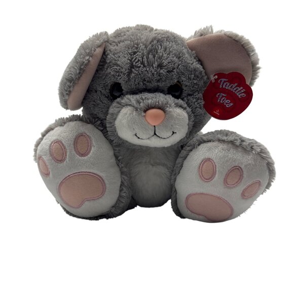 Aurora Taddle Toes Scurry Mouse Plush Stuffed Animal Toy 10" Gray & Pink Polyest - Picture 1 of 8